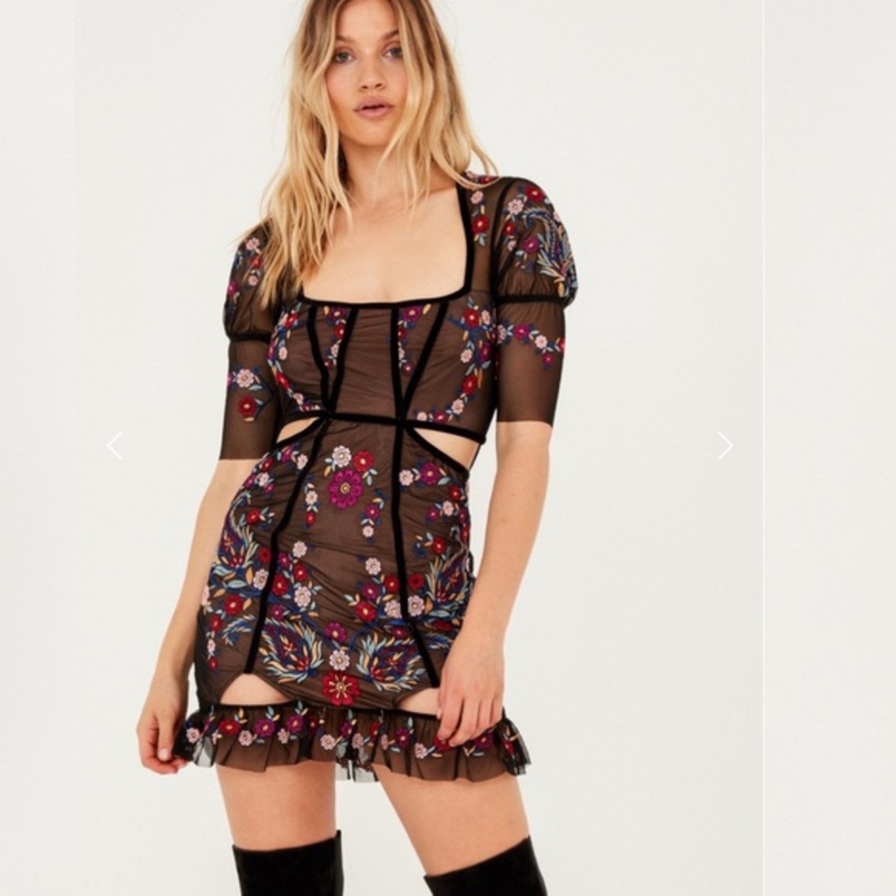 NWT for love & lemons ester embroidery dress